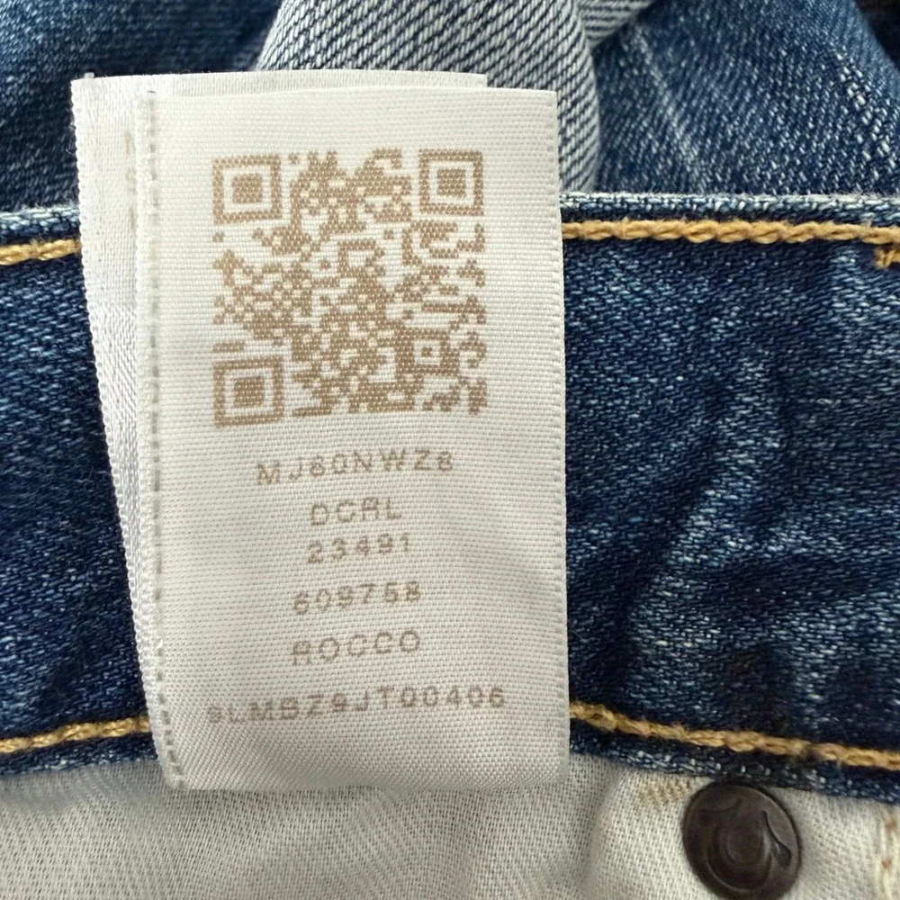 True Religion Rocco Relaxed Skinny Jeans Medium Blue Wash Distressed Mens 34